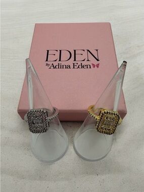 Adina Eden Baguette Diamond Illusion Adjustable Ring Pick 1 NWT